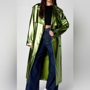 Nasty Gal Premium Metallic Faux Leather Trench Coat